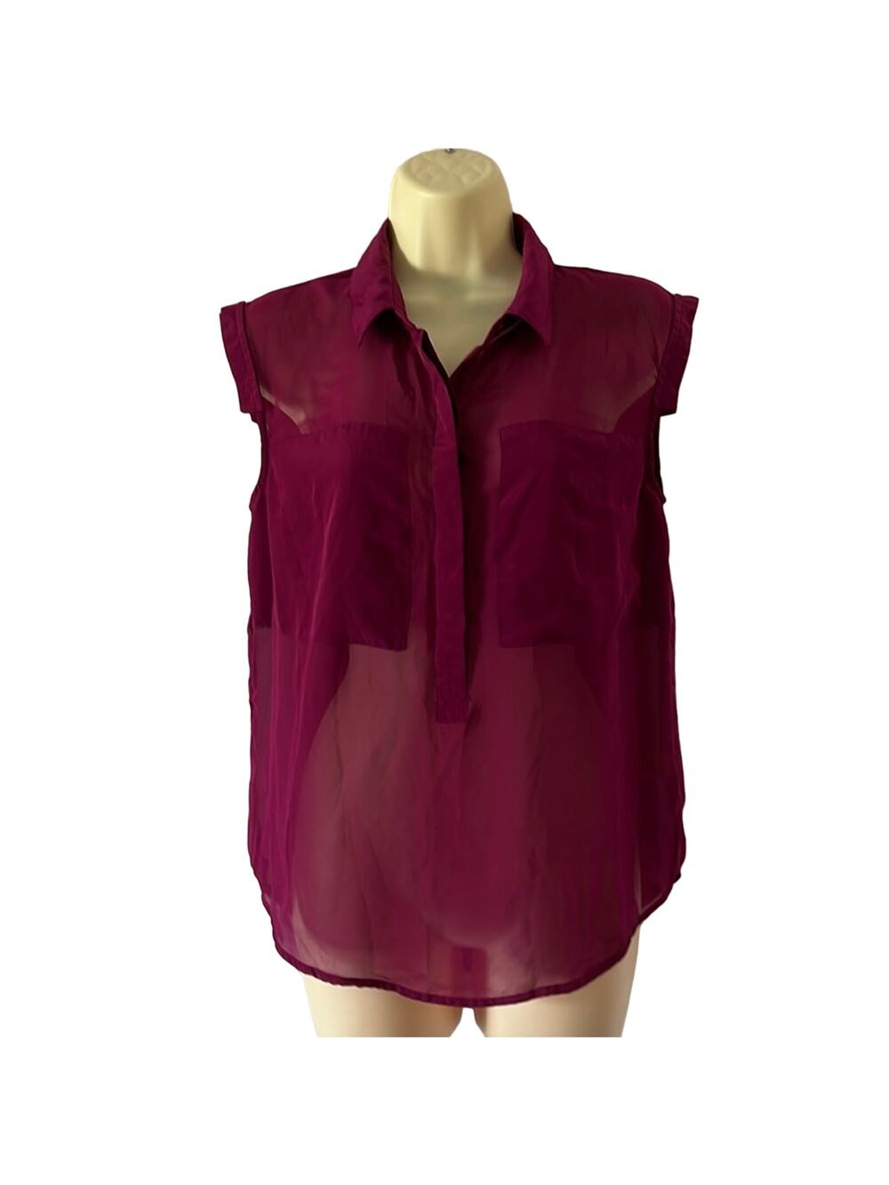 Princess Vera Wang Dark Berry Chiffon Blouse Woman Size Medium Summer